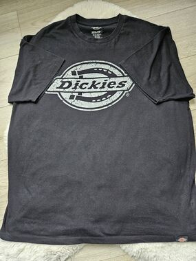 Dickies Men’s Black Graphic T-Shirt Logo Heavyweight Workwear Streetwear 2XL🔥